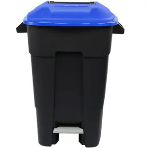 100 Litre Wheelie Bin with Foot Pedal - Blue Lid