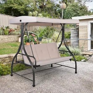 Costway Garden Patio Swing Chair 3 Seater Hammock Bench Convertible Canopy Cushion Seats