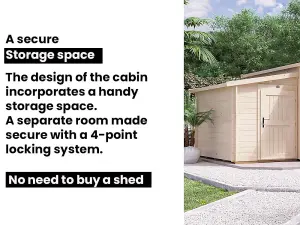 Dunster House Log Cabin Garden Office 5.5 x 3 Metres Summerhouse Terminator Pent with Storage Room