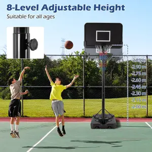 COSTWAY 6.5-10 FT Adjustable Portable Basketball Hoop Outdoor Basketball Goal System