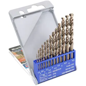 13pc HSS Cobalt Twist Drill Bit Set Metric MM Sizes 1.5mm - 6.5mm Drilling