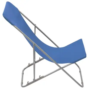 Berkfield Folding Beach Chairs 2 pcs Steel and Oxford Fabric Blue