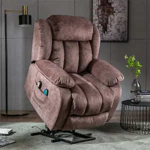 Power Massage Lift Recliner Chair with Heat & Vibration for Elderly, Heavy Duty and Safety Motion Reclining Mechanism, Brown