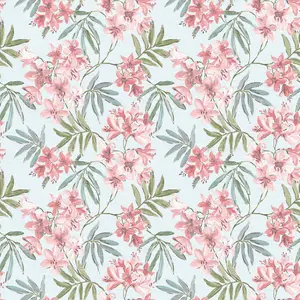 Galerie Abby Rose 4 Turquoise Green Linen Floral Smooth Wallpaper