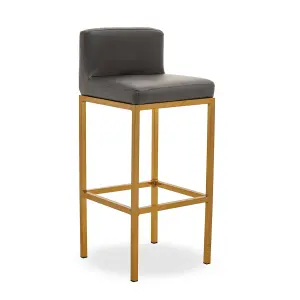 Interiors by Premier Dark grey and Gold Finish Bar Chair, Glam Touch Indoor Metal Bar Stool, Footrest Bar Chair