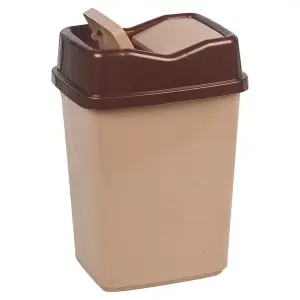 URBNLIVING 5L Cappuccino Colour Plastic Waste Recycling Bin With Butterfly Lid for Kitchen or Office