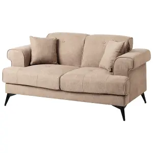 2 Seater Fabric Sofa Light Brown SKIVE