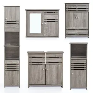 Bathroom Furniture Set of 4 Waterproof Cabinet,Free Standing,Under Sink Storage,Wall Mounted Mirror Cabinet