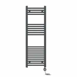 Right Radiators Prefilled Thermostatic Electric Heated Towel Rail Straight Ladder Warmer Rads - Anthracite 1200x400 mm