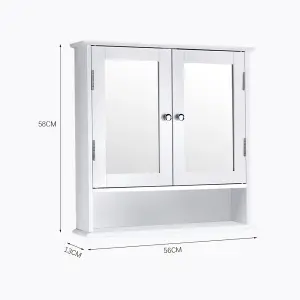 2 Doors Bathroom Wall Mounted Mirror Cabinet Vanity Storage Cupboard