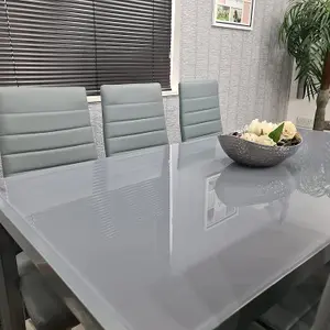 Glass Dining Table and 6 Chairs Dining Table and Chairs set 6 Grey Table with 6 Grey Leather Chairs Furniture Kosy Koala