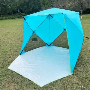 Blue Pop Up Family Beach Tent Sun Shade Camping Shelter 3-4 Person UPF50+ UV