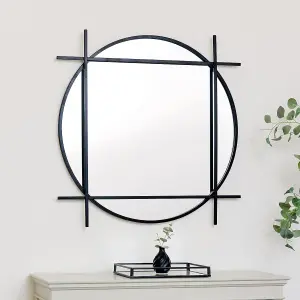 Melody Maison Large Round Black Wall Mirror 97cm x 97cm