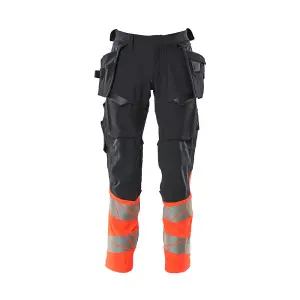 Mascot Accelerate Safe Trousers with Holster Pockets - Dark Navy/Hi-Vis Red   (40.5) (Leg Length - Long)