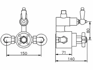 Kingsey Traditional Twin Exposed Thermostatic Shower Valve & Rigid Riser Kit - Chrome - Balterley