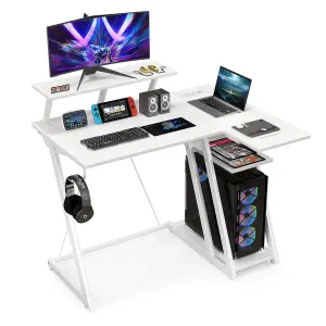 Costway L-Shaped Gaming Desk Small Computer Desk w/ Monitor Shelf & Outlets