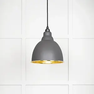 Hammered Brass Brindley Pendant in Bluff