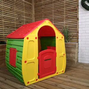 1.09m Yellow & Red Kids Indoor Outdoor Plastic Wendy House Magical Playhouse