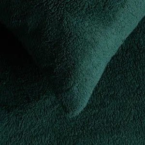 Teddy Fleece Pillowcase Cover Bedding Set 2 x Thermal, 50 x 75cm -  Forest Green