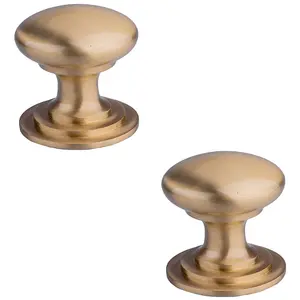 2 PACK - Victorian Tiered Door Knob - 42mm Satin Brass Cabinet Pull Handle Round Rose