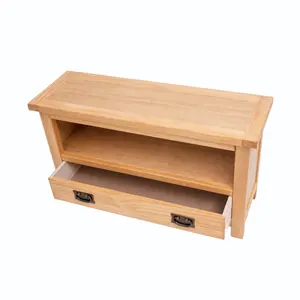 Lugo Waxed 1 Drawer TV Cabinet Brass Drop Handle