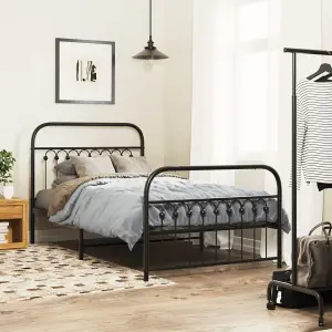 Berkfield Metal Bed Frame without Mattress with Footboard Black 100x200cm