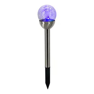 Silver & clear Crackle effect Solar-powered Integrated LED Outdoor Stake light