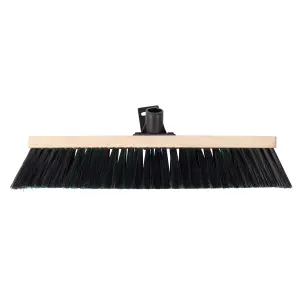 Hardys Sweeping Brush Head Replacement - Garden Yard Stiff Bristle Brush, Hard Beech Stock, Fitted Bracket - 30cm x 6cm x9cm