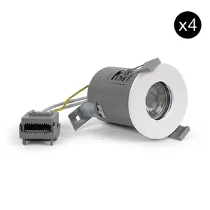 4 PACK - White GU10  Fire Rated Downlight - IP65 - SE Home