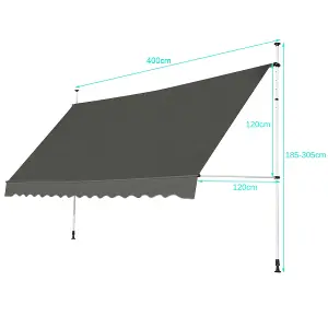 Costway 4M Telescopic Canopy Retractable Adjustable Outdoor Clamp Awning Sun Shelter