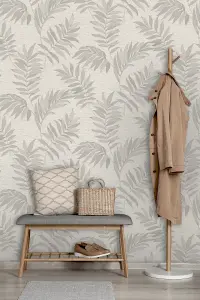 Sumatra Palm Leaf Grey Wallpaper