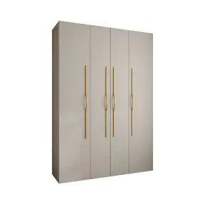 Elegant Cashmere Como II Hinged Door Wardrobe H2460mm W1700mm D500mm, Four Doors, Sixteen Shelves, Two Hanging Rails, Gold Handles