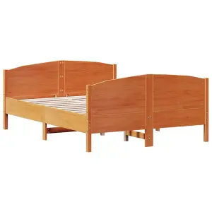 Berkfield Bed Frame without Mattress Wax Brown 135x190 cm Double Solid Wood Pine