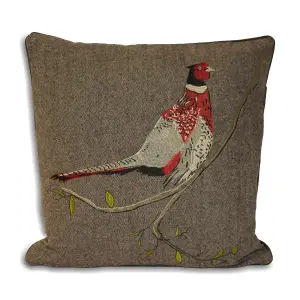 Paoletti Hunter Pheasant Applique Piped Feather Filled Cushion