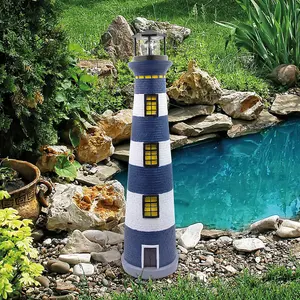 GardenKraft 13630 75cm Lighthouse With Solar Powered Rotating Light