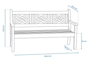 Winawood Speyside 3 Seater Wood Effect Bench - Powder Blue