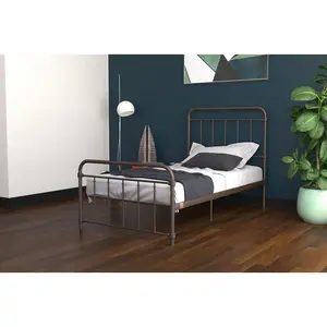 Aanya Bed Frame Classic Steel Grey Performance Velvet / Single (3')