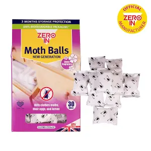 Zero In Moth Balls 30 Sachet Packs - Protects from Clothes Moth Damage