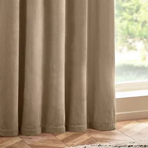 Yard Heavy Chenille Velvet Eyelet Curtains, Natural