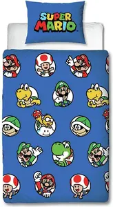 Nintendo Super Mario Blue Kids Bedding Set - Single