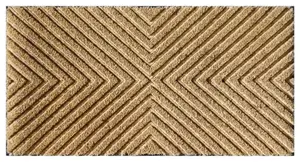 A.Unique Home 15mm Natural Coir Doormat with Printed Pattern 40cm x 80cm - Non-Slip PVC Backed - EMBOSSED STRIPES MAT