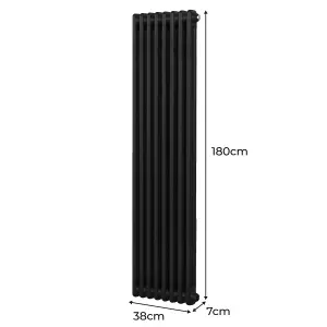 Traditional 2 Column Radiator - 1800 x 382 mm - Black