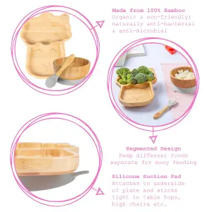 Tiny Dining - Llama Bamboo Suction Baby Feeding Set - Grey - 4pc