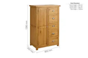 Birlea Woburn 1 Door 5 Drawer Wardrobe Oak