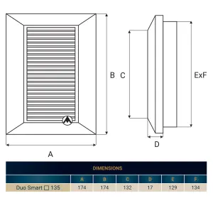 135mm square louvre air vent cover with fly screen