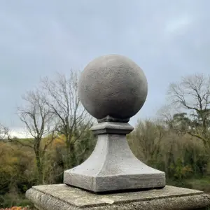 Pair of XL Stone Ball Finials Large Antique Gate Post Pillar Tops Garden Ornament