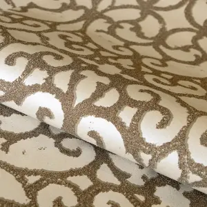 Galerie Universe Sand Beige Pluto Glass Stone Motif Wallpaper Roll