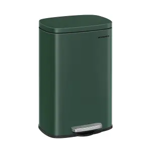 SONGMICS Rubbish Bin for the Kitchen, Soft Close Steel Pedal Bin, Step-On Trash Can with Inner Bucket, Retro Green