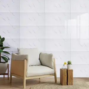 10 Pcs PVC Decorative Wall Panels for Kitchen & Bathroom Waterproof Marble Effect Wall Covering