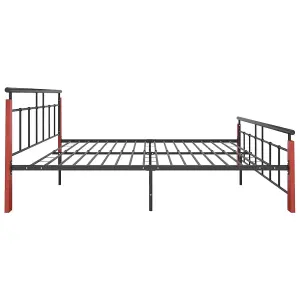 Berkfield Bed Frame Metal and Solid Oak Wood 180x200 cm 6FT Super King